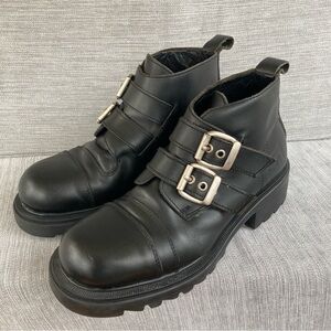 Vintage 90s StoneRidge Shoes Black Leather Derby Buckle